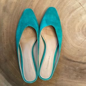 Green Suede Banana Republic Mules